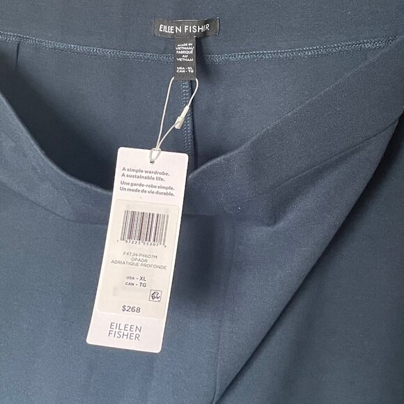 Eileen Fisher Wide Leg Ponte Pants Womens XL Blue Washable Pull On Ankle - Picture 6 of 7